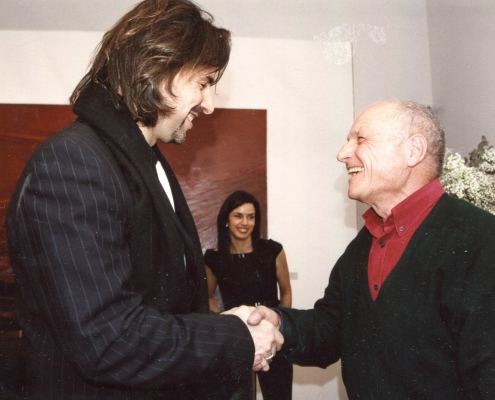 Antonio López y David Rubiera. Concierto inaugural. Exposición de E. Gran, El hacedor de sueños. Palacio de Caja Cantabria. Santillana del Mar. Cantabria, 2005. Fot.J.M.del Campo