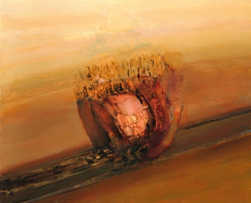 La piedra de los metales (1986). Óleo sobre lienzo 130 x 160 cm. Colección particular.