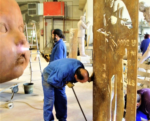 Trabajos en el taller de la función. Monumento Enrique Gran. Madrid, 2009