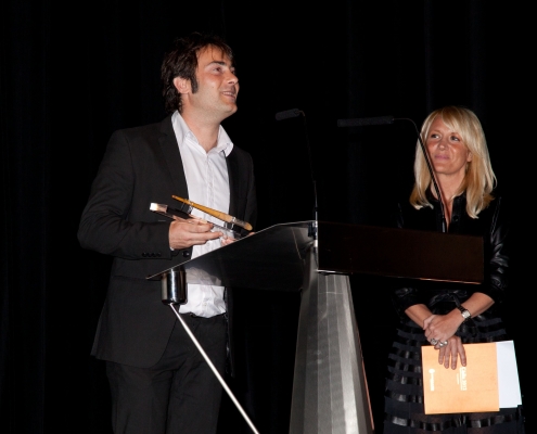 Presentación en el Palacio de Festivales de Santander del documental sobre Enrique Gran "En los brazos de la luz". Entrega de "El pincel de Gran" a Marcos Fdez. Aldaco. 2013